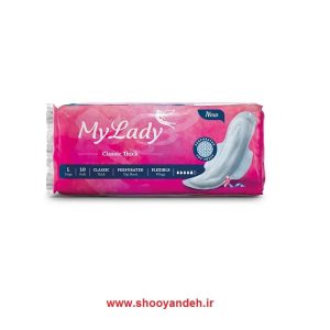 نوار بهداشتی بالدار مای لیدی مدل Classic thick سایز بزرگ بسته 10 عددی
